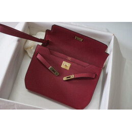 Replica Hermes Burgundy Kelly Depeches 25 Pouch Gold Hardware