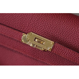 Replica Hermes Burgundy Kelly Depeches 25 Pouch Gold Hardware