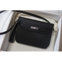 Replica Hermes Black Kelly Depeches 25 Pouch Palladium Hardware