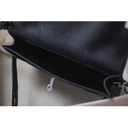 Replica Hermes Black Kelly Depeches 25 Pouch Palladium Hardware