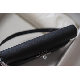 Replica Hermes Black Kelly Depeches 25 Pouch Palladium Hardware