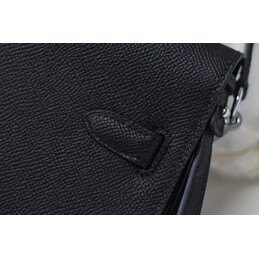 Replica Hermes Black Kelly Depeches 25 Pouch Palladium Hardware