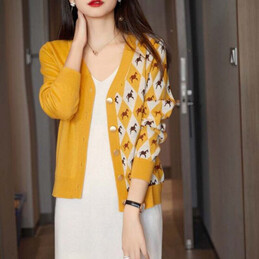 Replica Hermes yellow knit cardigan sweater