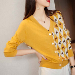 Replica Hermes yellow knit cardigan sweater