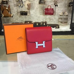 Replica Hermes Red Constance Compact Wallet