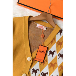 Replica Hermes yellow knit cardigan sweater