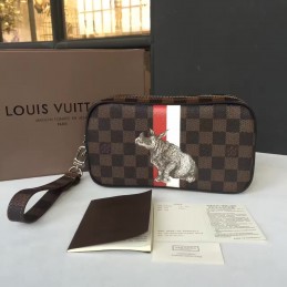 Replica Louis Vuitton Brown Damier Ebene Tiger Patch Pochette Volga