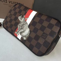 Replica Louis Vuitton Brown Damier Ebene Tiger Patch Pochette Volga