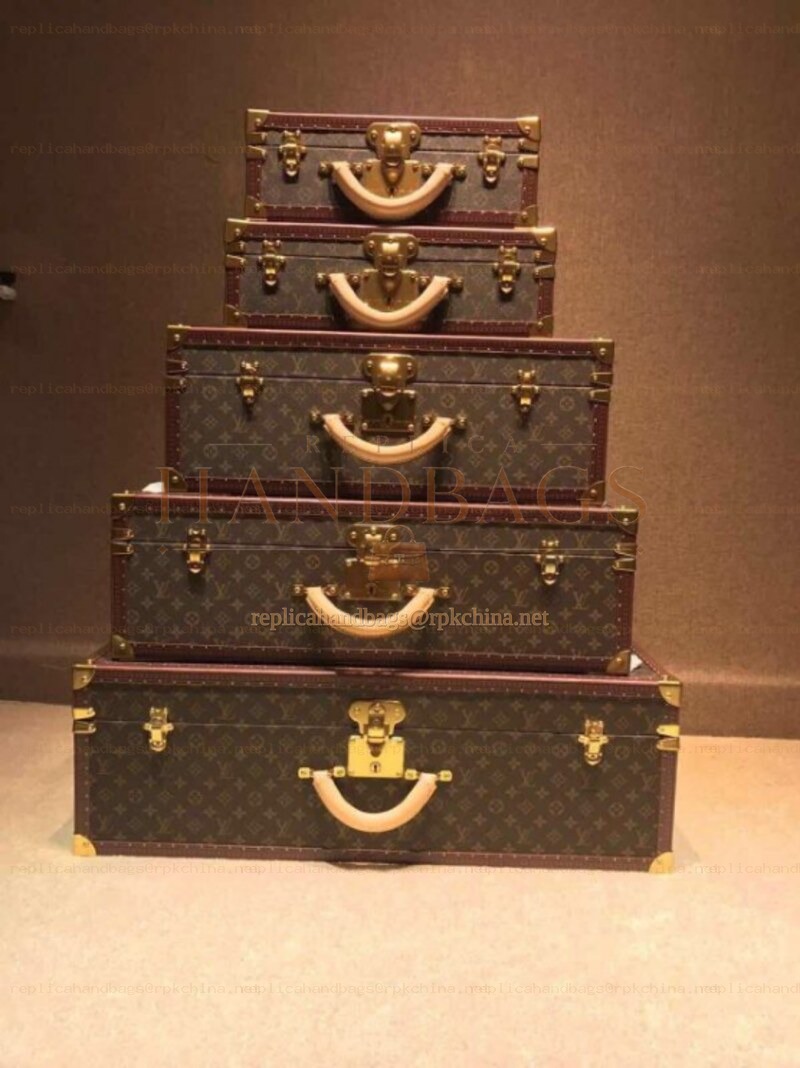 Replica Louis Vuitton Brown Monogram Vintage Suitcase Set