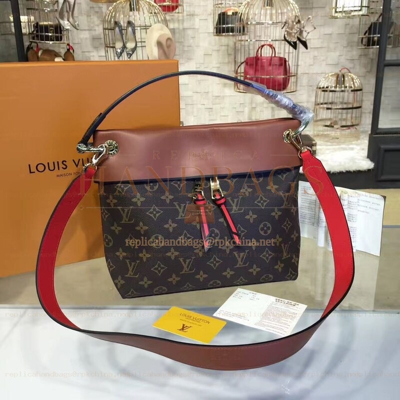 Replica Louis Vuitton Brown Monogram Burgundy Tuileries Besace