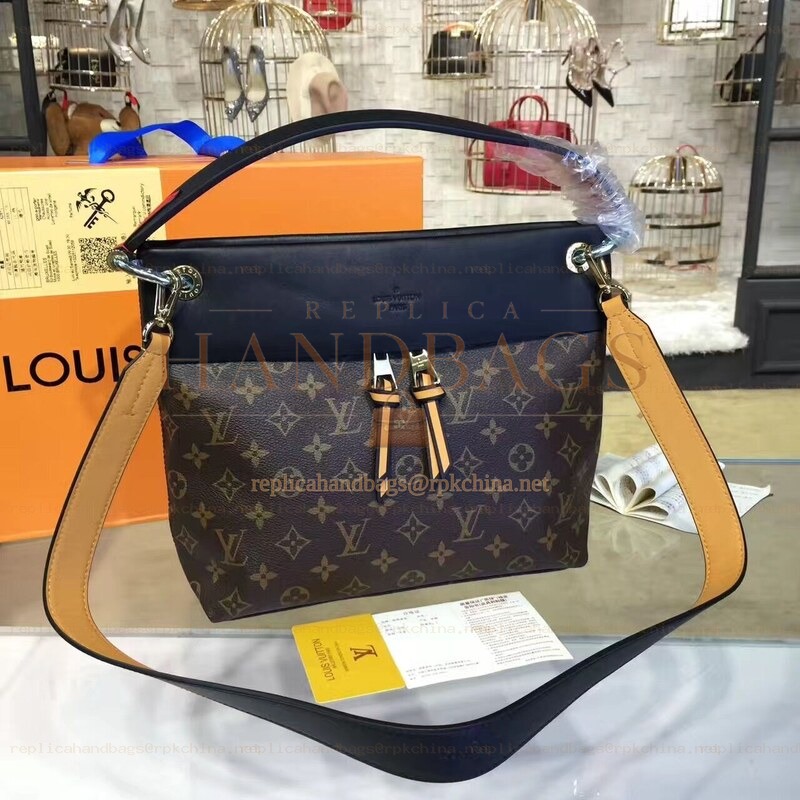 Replica Louis Vuitton Brown Monogram Black Beige Tuileries Besace