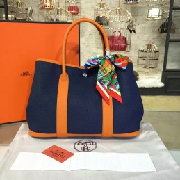 Replica Hermes Navy Tan Garden Party 36 Bag