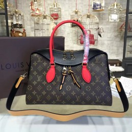Replica Louis Vuitton Brown Monogram Black Red Tuileries Handbag