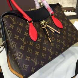 Replica Louis Vuitton Brown Monogram Black Red Tuileries Handbag