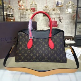 Replica Louis Vuitton Brown Monogram Black Red Tuileries Handbag