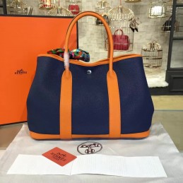 Replica Hermes Navy Tan Garden Party 36 Bag