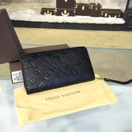 Replica Louis Vuitton Black Embossed Monogram Zippy Wallet