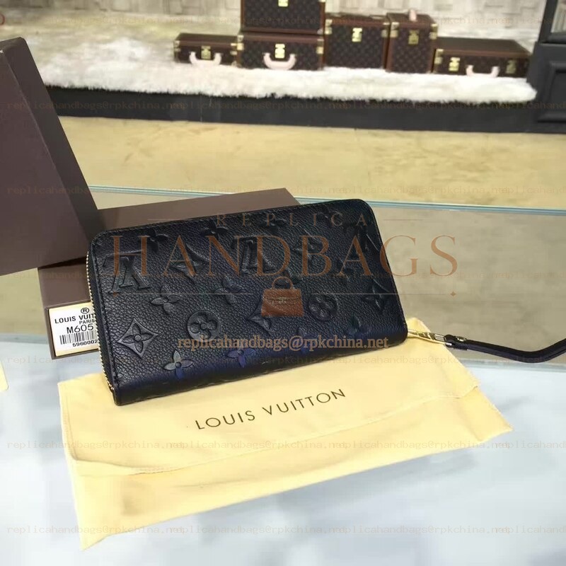 Replica Louis Vuitton Black Embossed Monogram Zippy Wallet