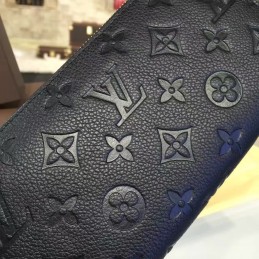 Replica Louis Vuitton Black Embossed Monogram Zippy Wallet