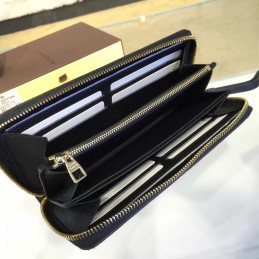 Replica Louis Vuitton Black Embossed Monogram Zippy Wallet