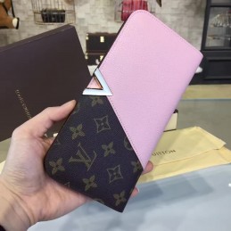Replica Louis Vuitton Brown Monogram Pale Pink Kimono Wallet