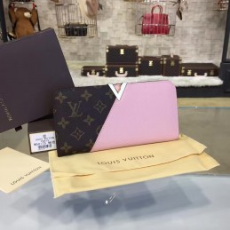 Replica Louis Vuitton Brown Monogram Pale Pink Kimono Wallet