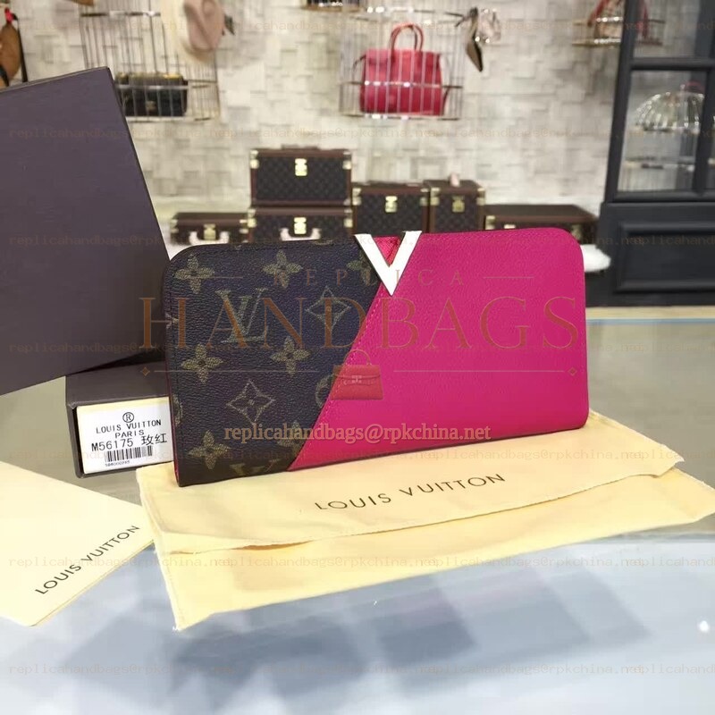 Replica Louis Vuitton Brown Monogram Bright Pink Panel Kimono Wallet