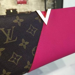 Replica Louis Vuitton Brown Monogram Bright Pink Panel Kimono Wallet