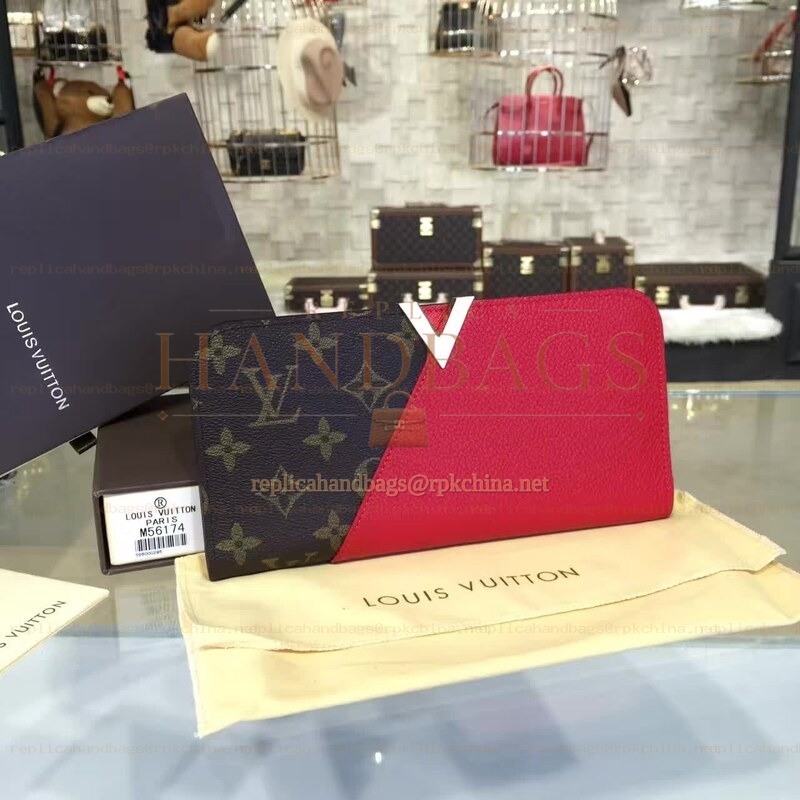 Replica Louis Vuitton Brown Monogram Red Kimono Wallet