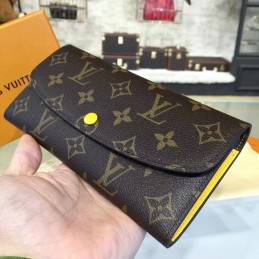 Replica Louis Vuitton Brown Monogram Yellow Interior Emilie Wallet