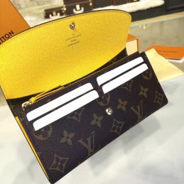Replica Louis Vuitton Brown Monogram Yellow Interior Emilie Wallet