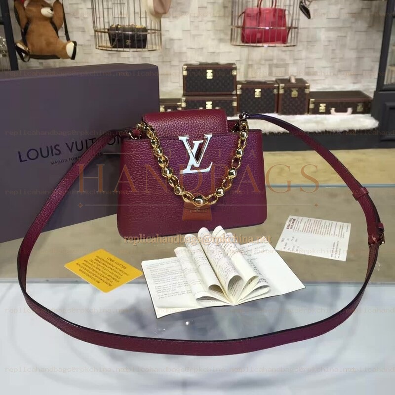 Replica Louis Vuitton Burgundy Chain Capucines Mini