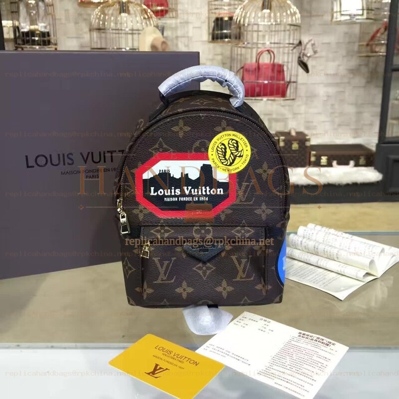 Replica Louis Vuitton Brown Monogram Travel Patch Palm Springs Backpack Mini