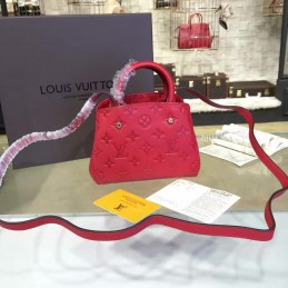 Replica Louis Vuitton Red Embossed Monogram Montaigne Mini