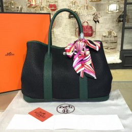Replica Hermes Black Green Garden Party 36 Bag