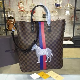 Replica Louis Vuitton Brown Damier Ebene Zebra Patch Atlas Tote