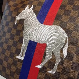 Replica Louis Vuitton Brown Damier Ebene Zebra Patch Atlas Tote