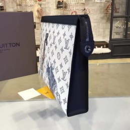 Replica Louis Vuitton White Savane Chapman Pochette Voyage MM Clutch