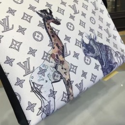 Replica Louis Vuitton White Savane Chapman Pochette Voyage MM Clutch