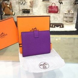 Replica Hermes Purple Bearn Compact Wallet Silver H Hardware