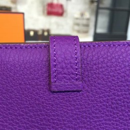 Replica Hermes Purple Bearn Compact Wallet Silver H Hardware