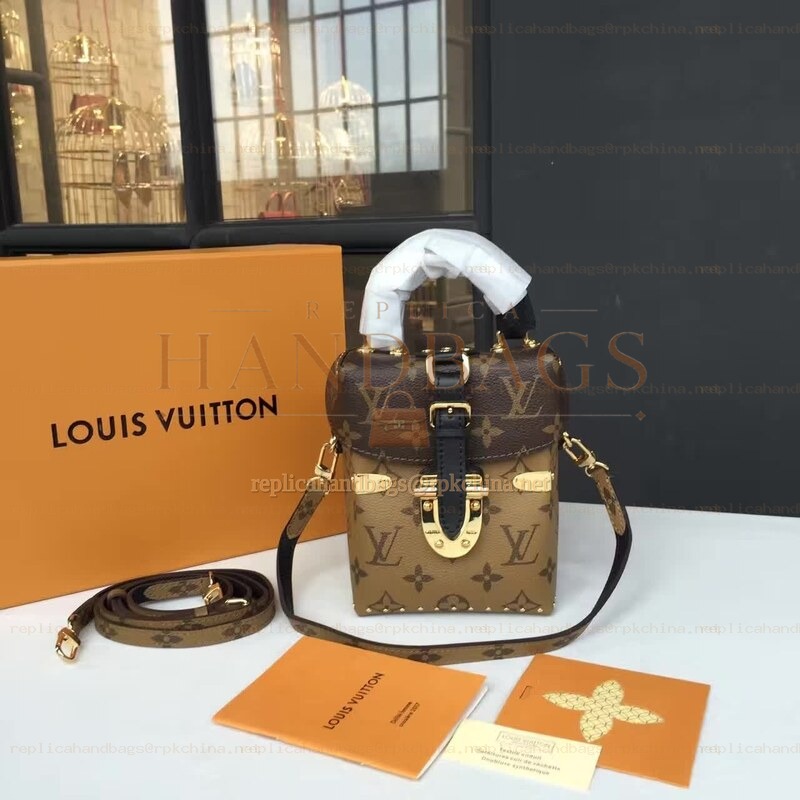 Replica Louis Vuitton Brown Monogram Tan Camera Box