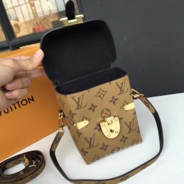 Replica Louis Vuitton Brown Monogram Tan Camera Box