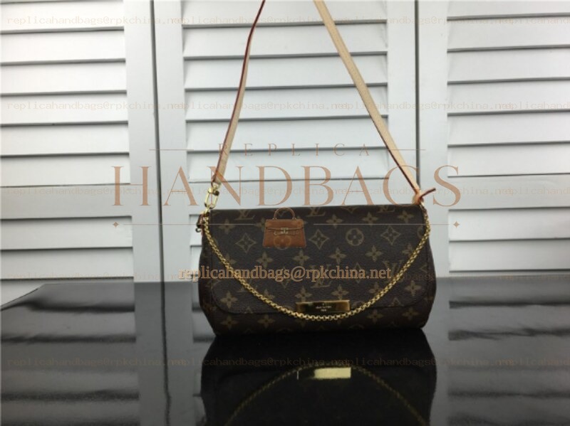 Replica Louis Vuitton Brown Monogram Chain Favorite MM