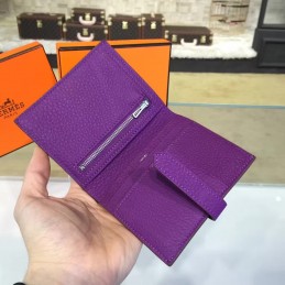 Replica Hermes Purple Bearn Compact Wallet Silver H Hardware
