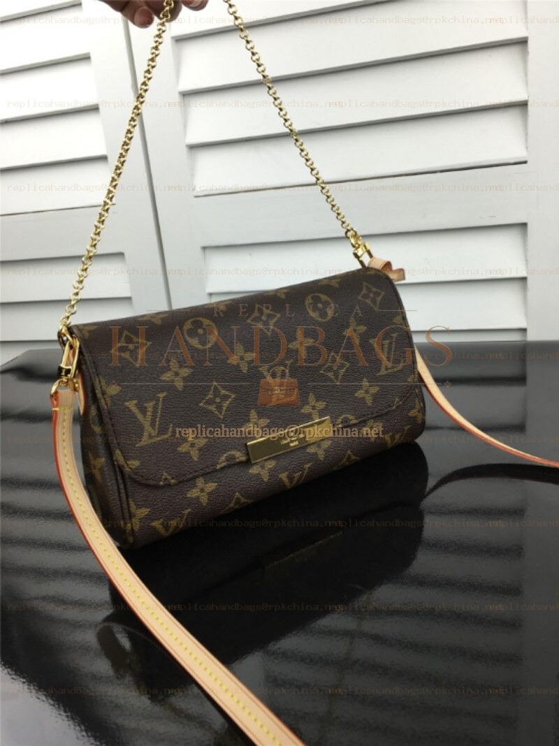 Replica Louis Vuitton Brown Monogram Beige Strap Favorite PM