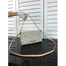 Replica Louis Vuitton White Damier Azur Beige Strap Favorite MM