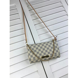 Replica Louis Vuitton White Damier Azur Beige Strap Favorite MM