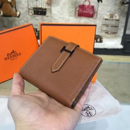 Replica Hermes Taupe Bearn Compact Wallet Silver H Hardware