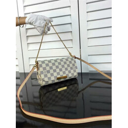 Replica Louis Vuitton White Damier Azur Beige Strap Favorite PM